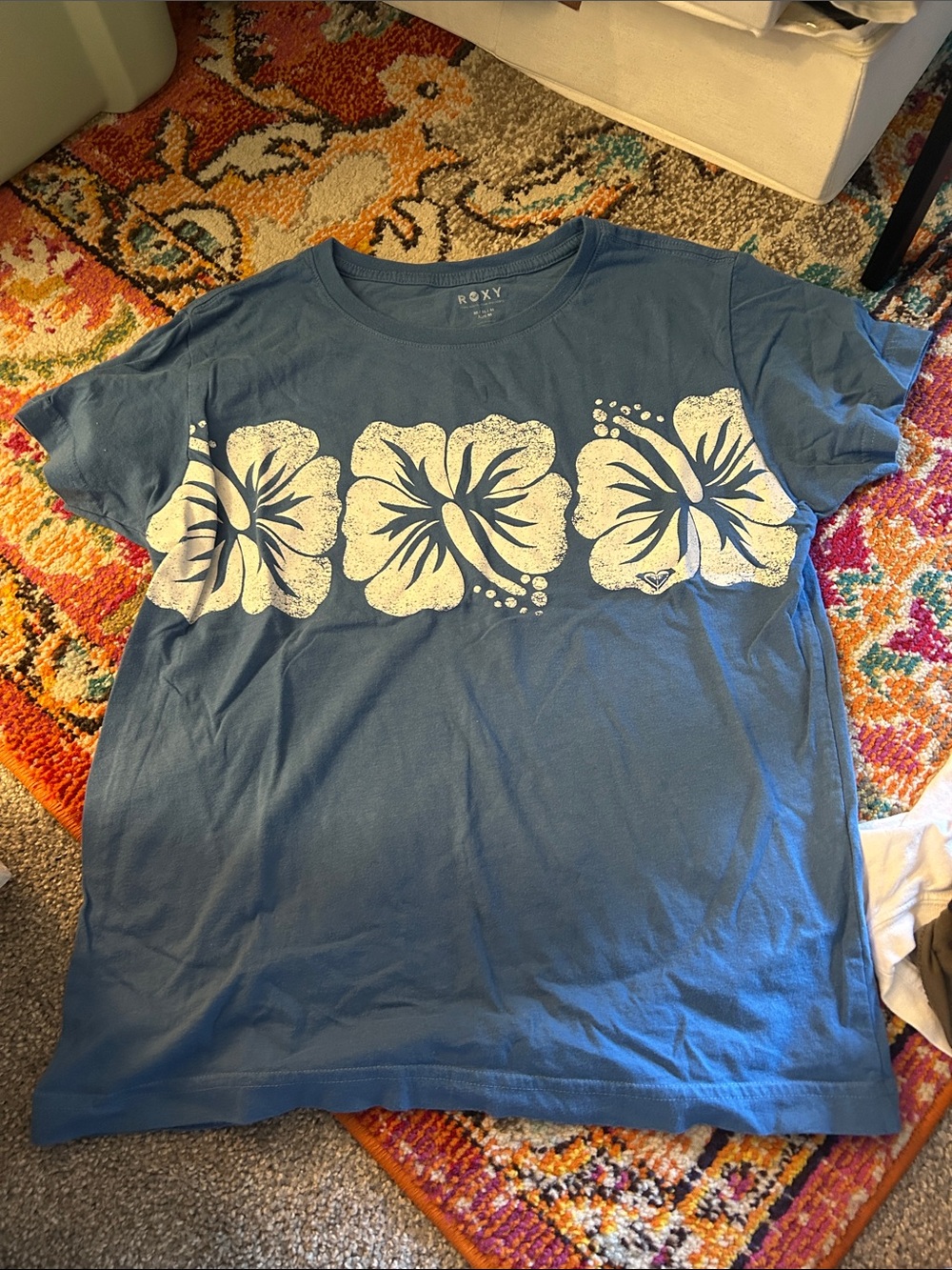 Roxy Blue Short-Sleeve Floral Hibiscus Tee